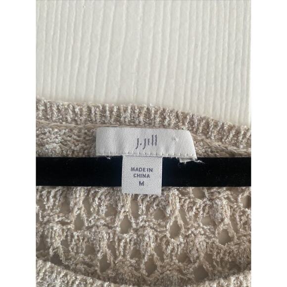J. Jill Women's Medium‎ Tan Sweater Open Knit Fisherman Coastal Large Hole Knit - Picture 2 of 7